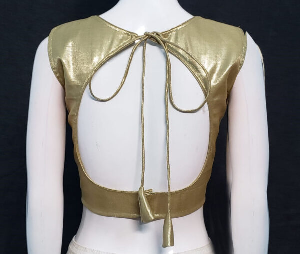Golden & Off-White Color Brocade Blouse - Image 2