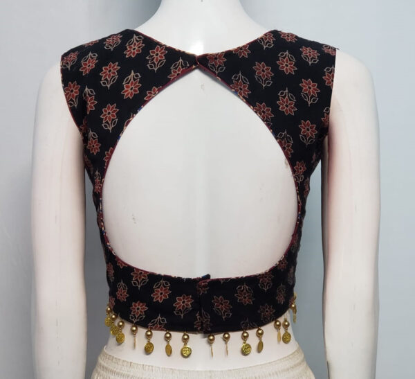 Multi Color Cotton Ajrakh Printed Blouse - Image 2