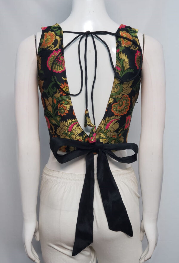 Black Color Meenakari Brocade Blouse - Image 2