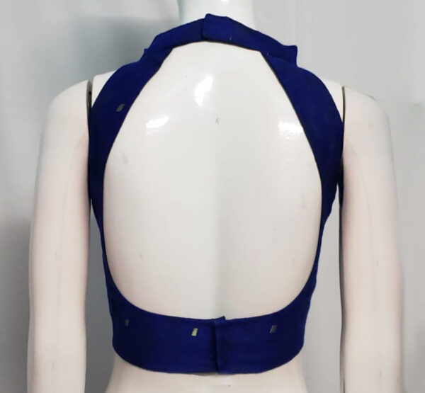 Royal Blue Color Pure Cotton Jamdani Blouse - Image 2