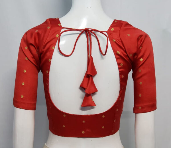 Crimson Red Color Taffeta Silk Blouse - Image 2