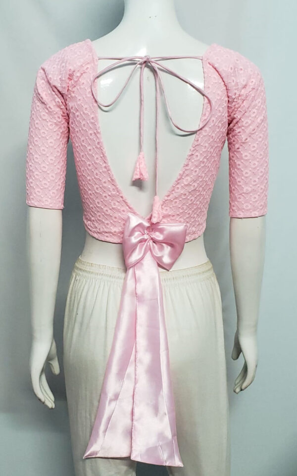 Baby Pink Color Georgette Chikan Kari Blouse - Image 2