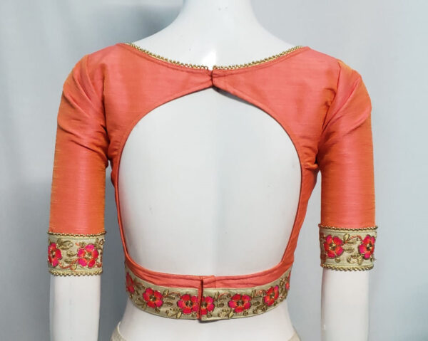 Peach Color Raw Silk Blouse - Image 2
