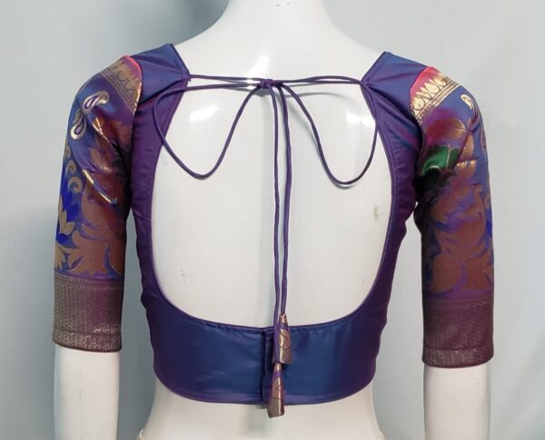 Dual Tone Color Meenakari Brocade Blouse - Image 2