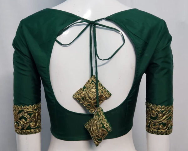 Emerald Green Color Samo Silk Blouse - Image 2