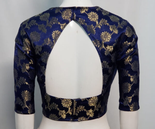 Navy Blue Color Satin Blouse - Image 2