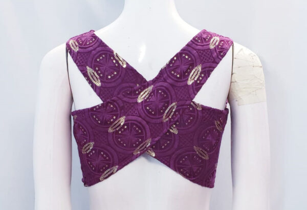 Tyrian Purple Color Georgette Embroidered Blouse - Image 2