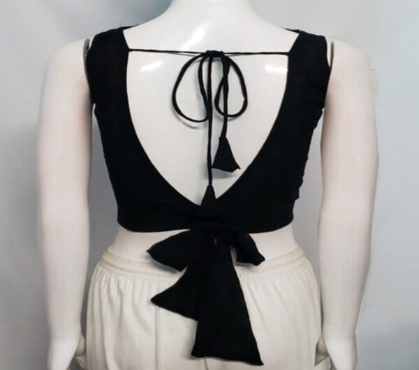Black Color Georgette Blouse With Lace - Image 2