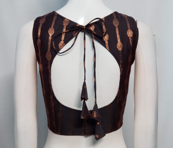 Copper Brown Color Brocade Blouse - Image 2