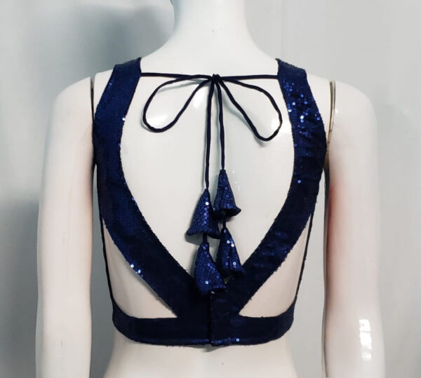 Azure Blue Color Sequin Blouse - Image 2