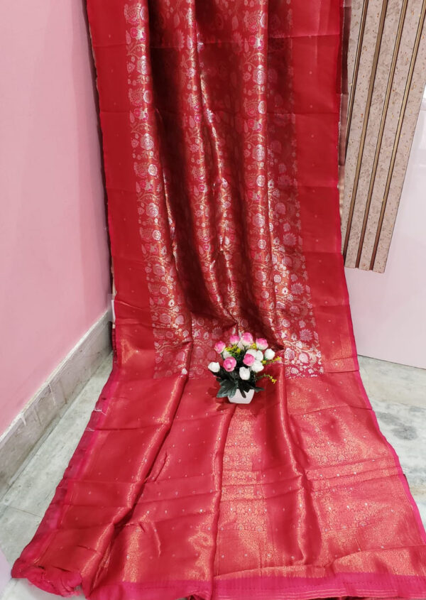 Barn Red Color Tissue Saree