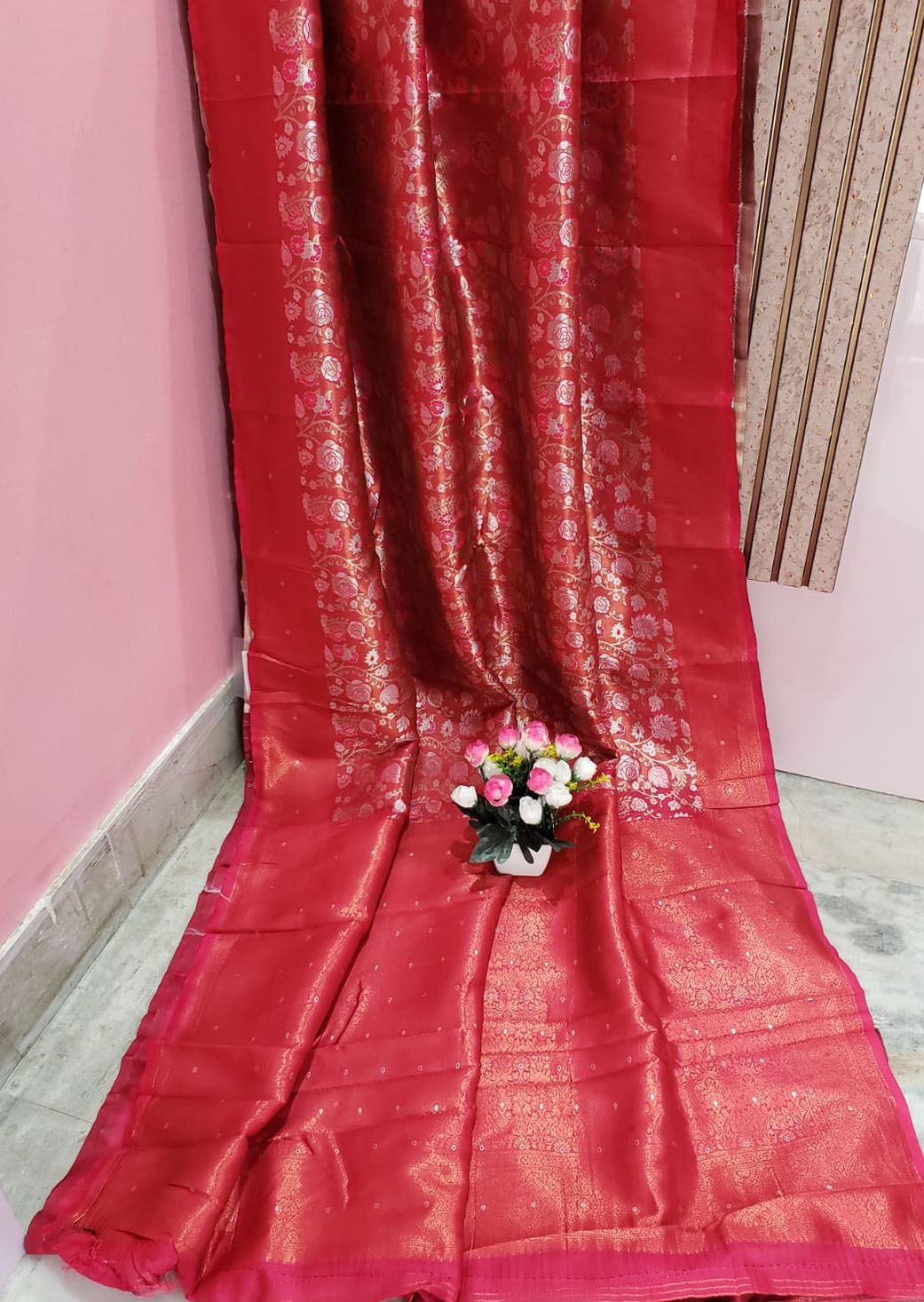 Barn Red Color Tissue Saree
