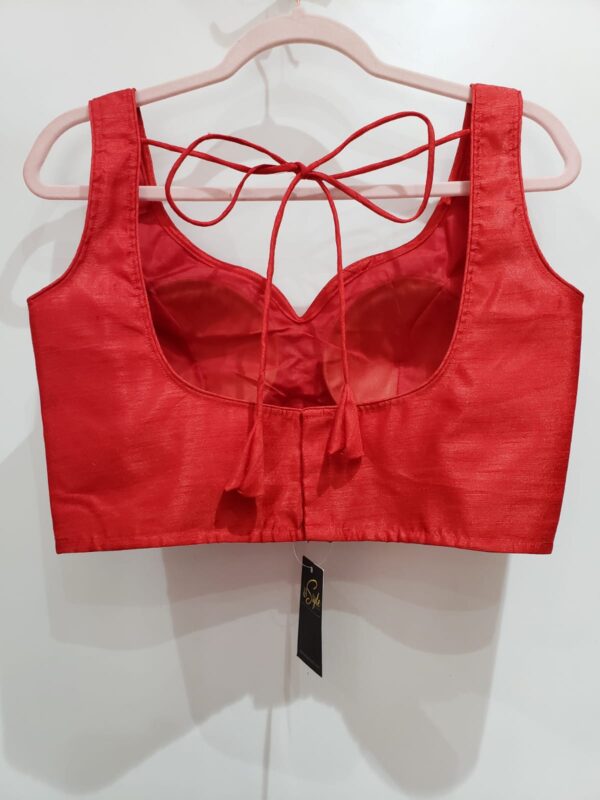 Red Color Raw Silk Blouse - Image 2