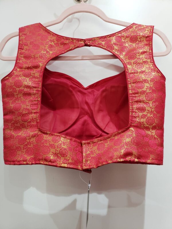 Crimson Red Color Brocade Blouse - Image 2