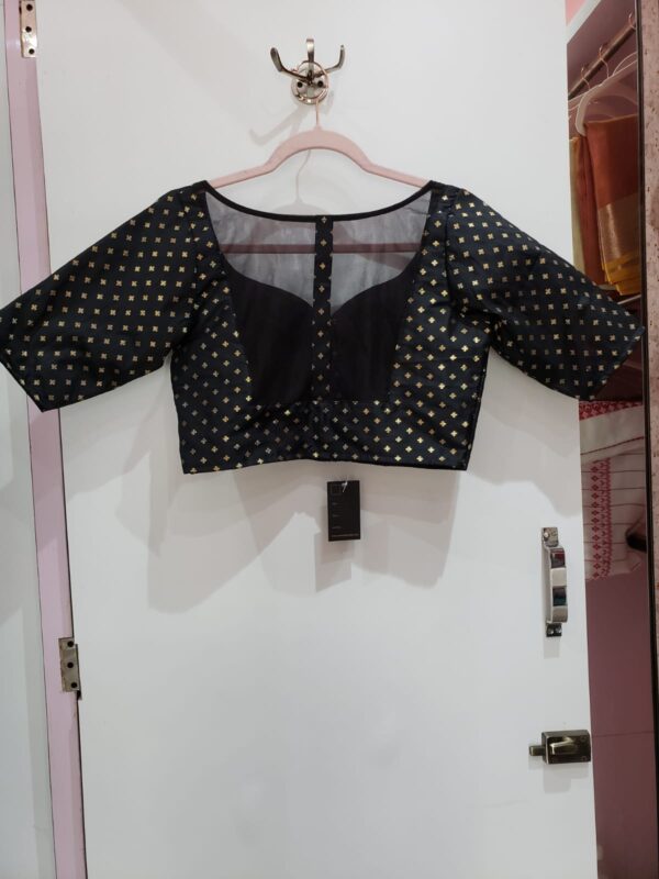 Black Color Brocade Blouse - Image 2