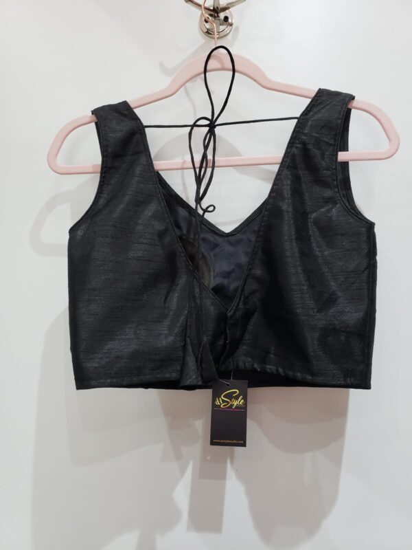 Black Color Raw Silk Blouse - Image 2
