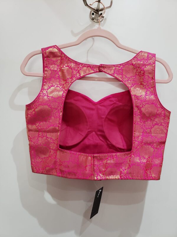 Hot Pink Color Brocade Blouse - Image 2