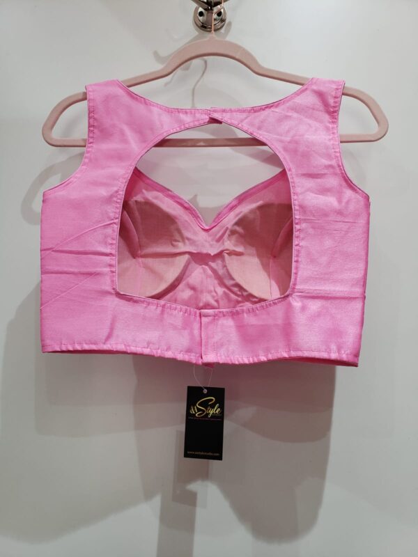 Baby Pink Color Raw Silk Blouse - Image 2