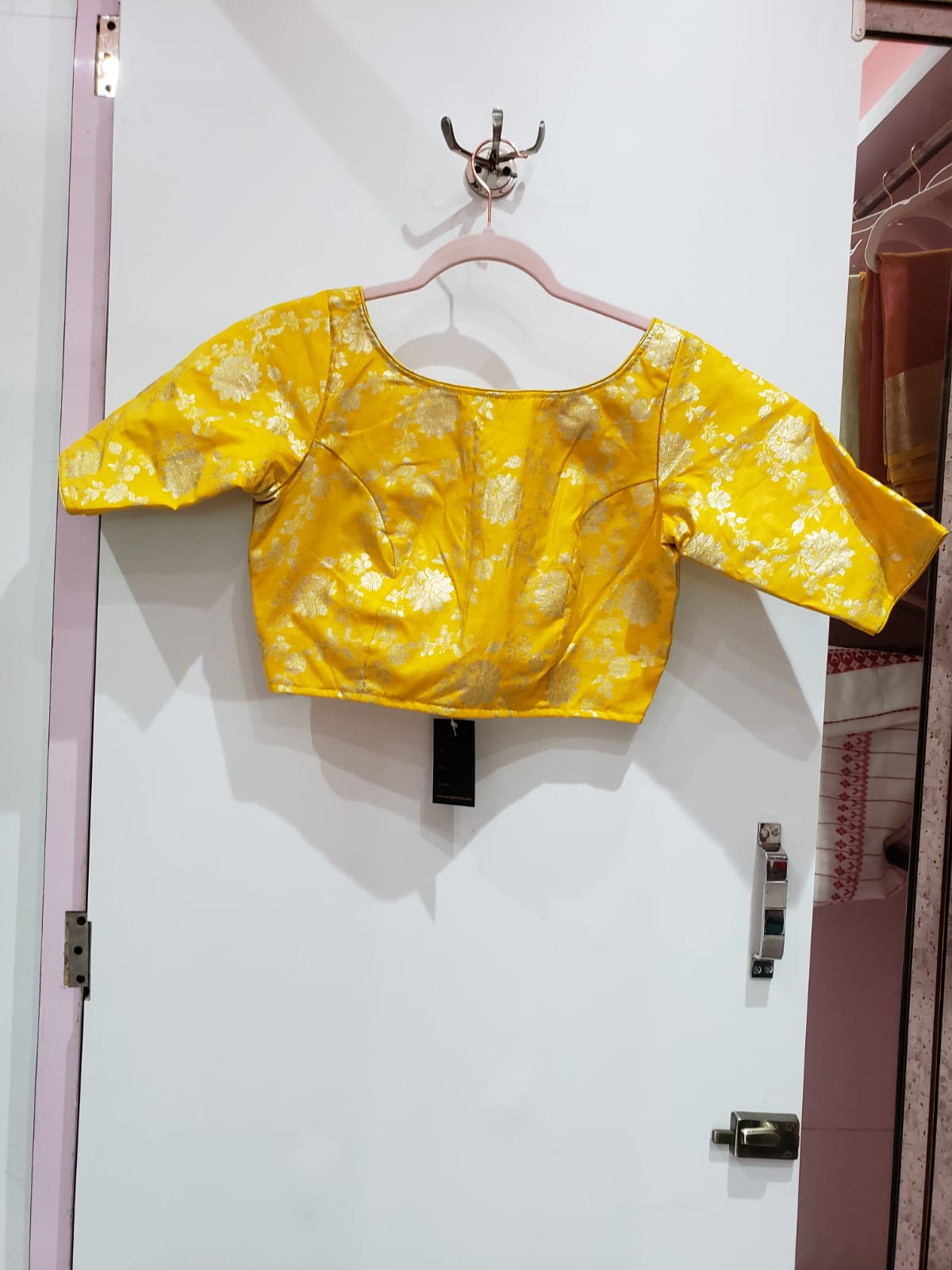 Saffron Yellow Color Brocade Blouse
