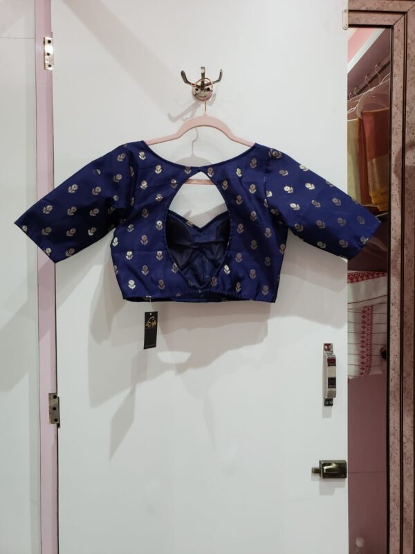 Royal Blue Color Chanderi Silk Blouse - Image 2
