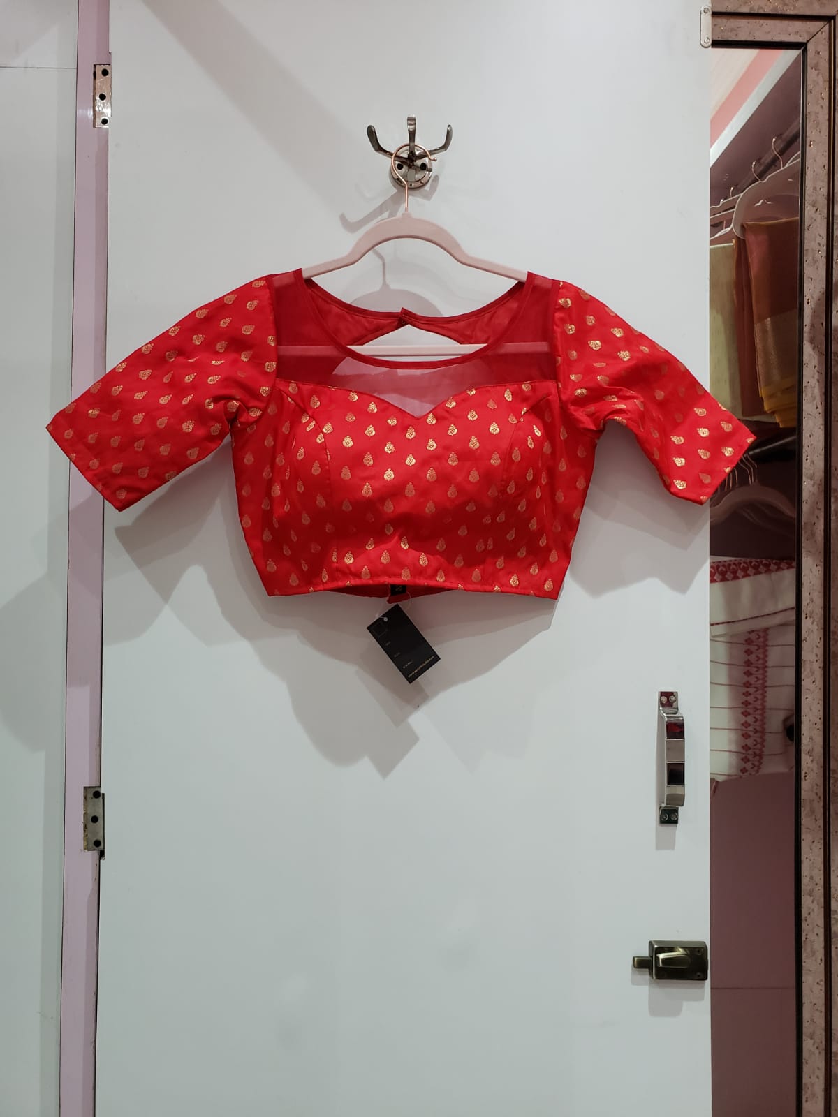 Red Color Chanderi Silk Blouse