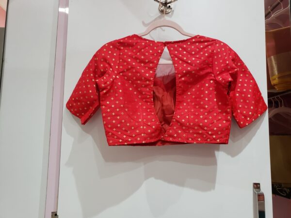 Red Color Brocade Blouse - Image 2