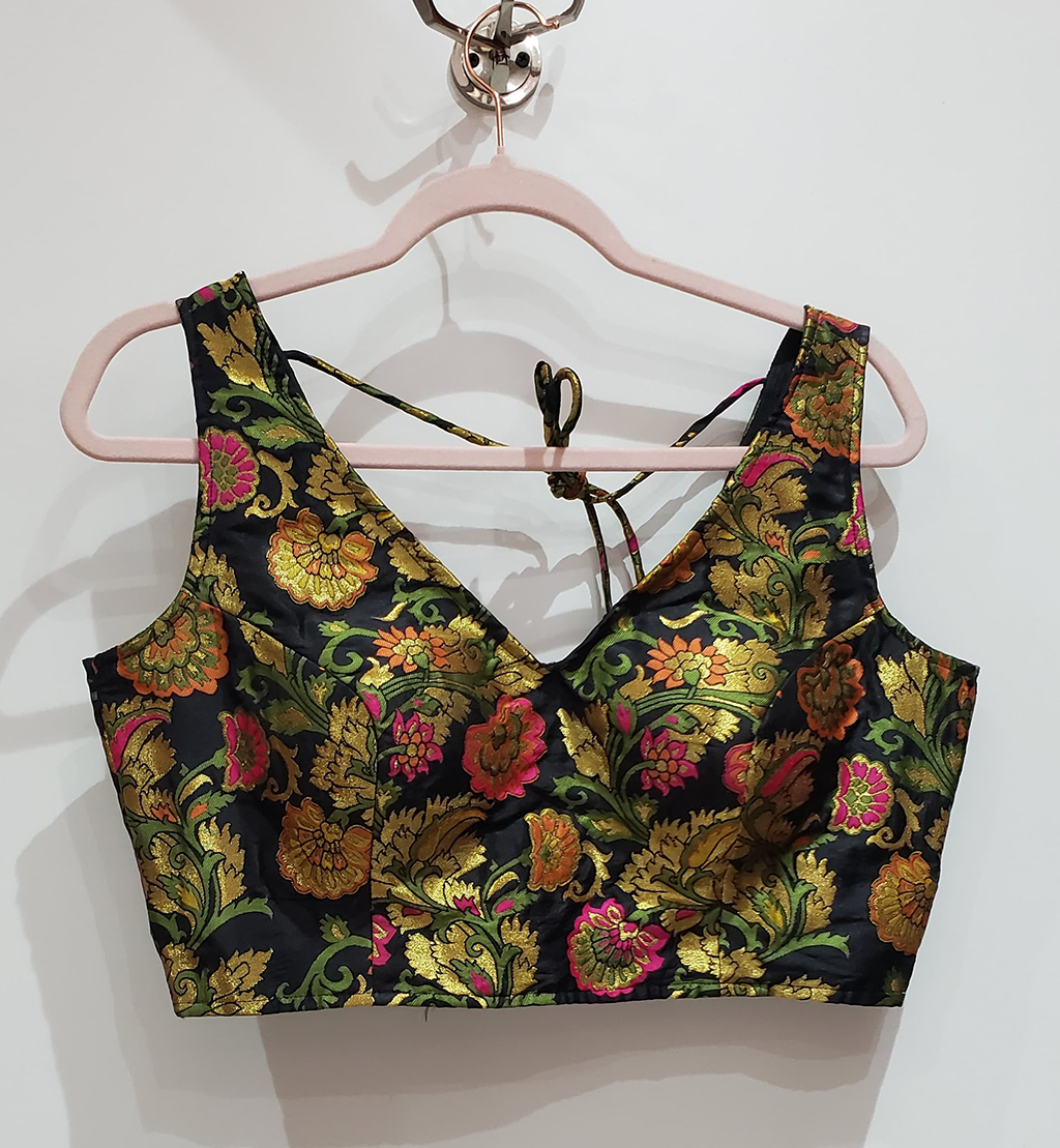 Black Color Meena Kari Brocade Blouse