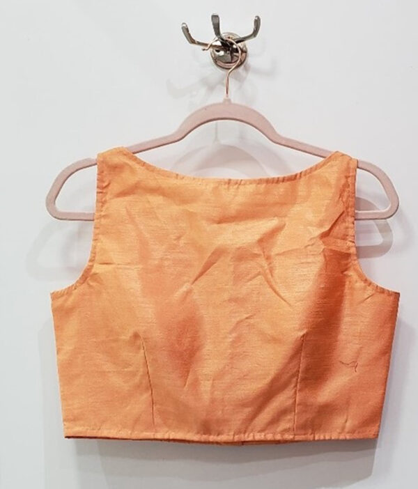 Atomic Tangerine Color Raw Silk Blouse - Image 2