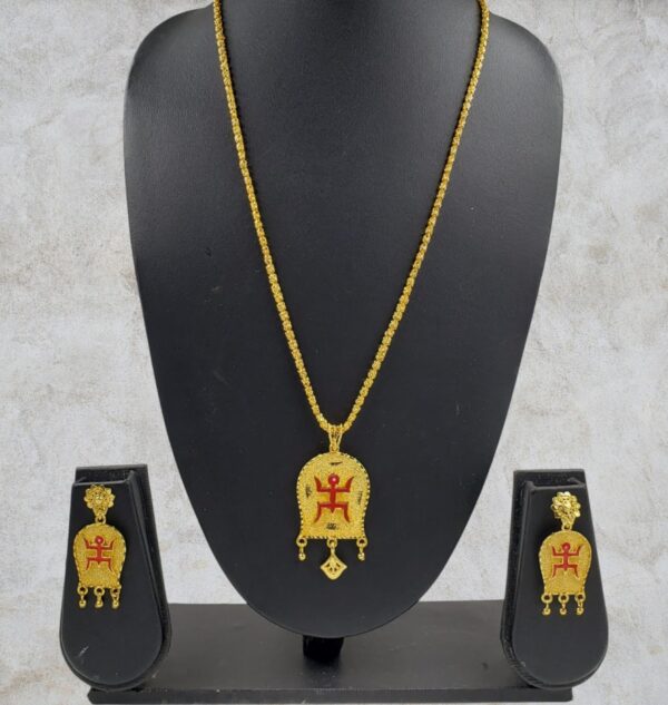 Gold Polish Meena Kari Necklace Set
