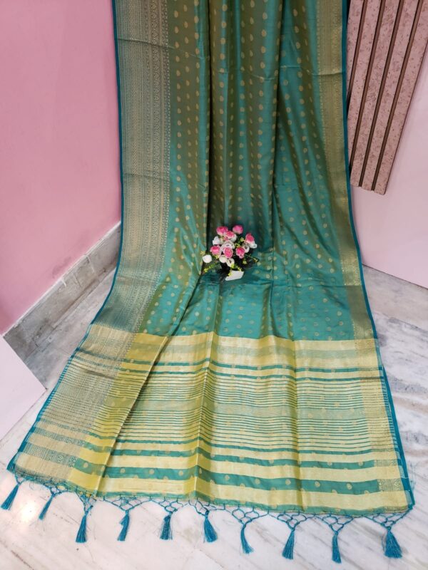 Pine Green Color Katan Benarasi Saree