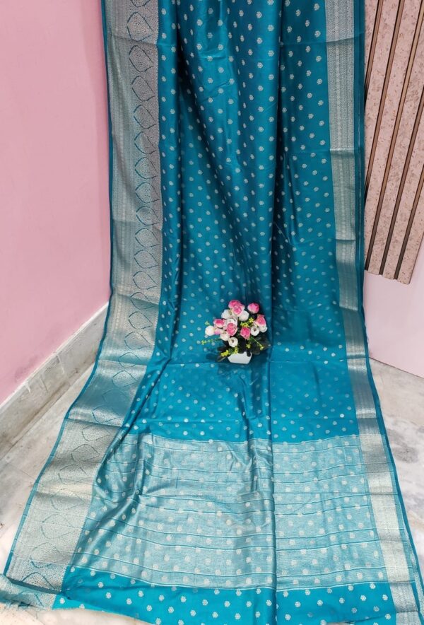 Cerulean Blue Color Katan Benarasi Saree