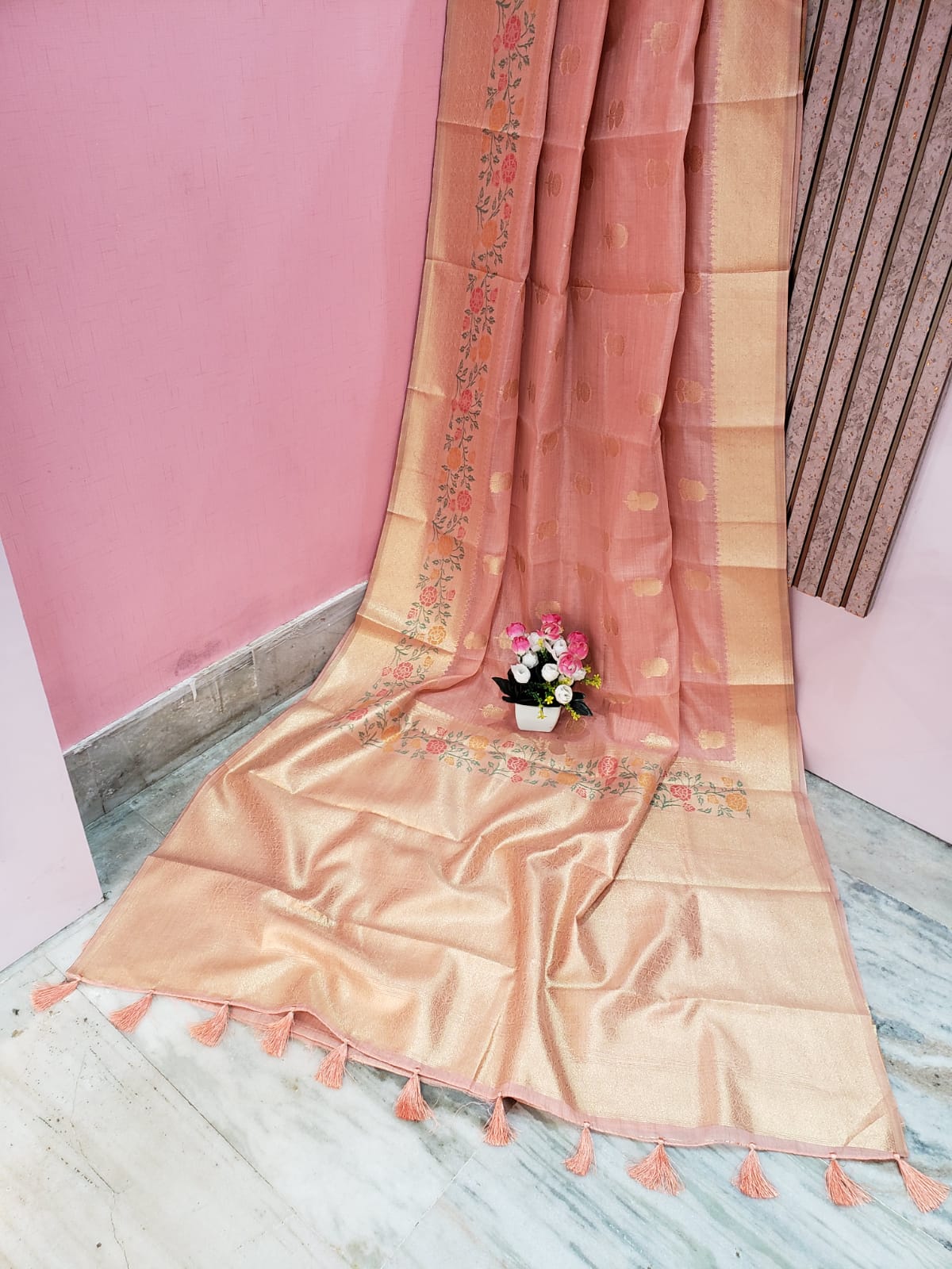 Peach Color Katan Saree