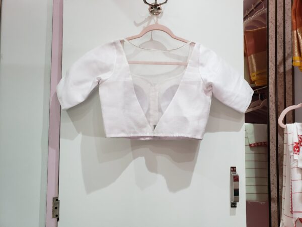 White Color Raw Silk Blouse - Image 2