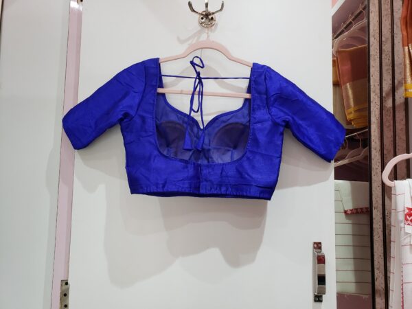 Admiral Blue Color Raw Silk Blouse - Image 2