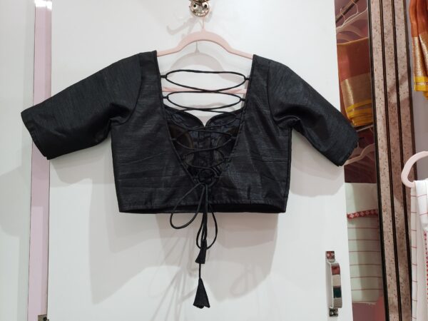 Black Color Raw Silk Blouse - Image 2