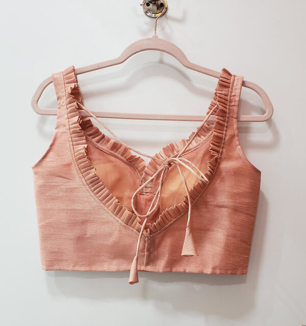 Creamy Peach Color Raw Silk Blouse - Image 2