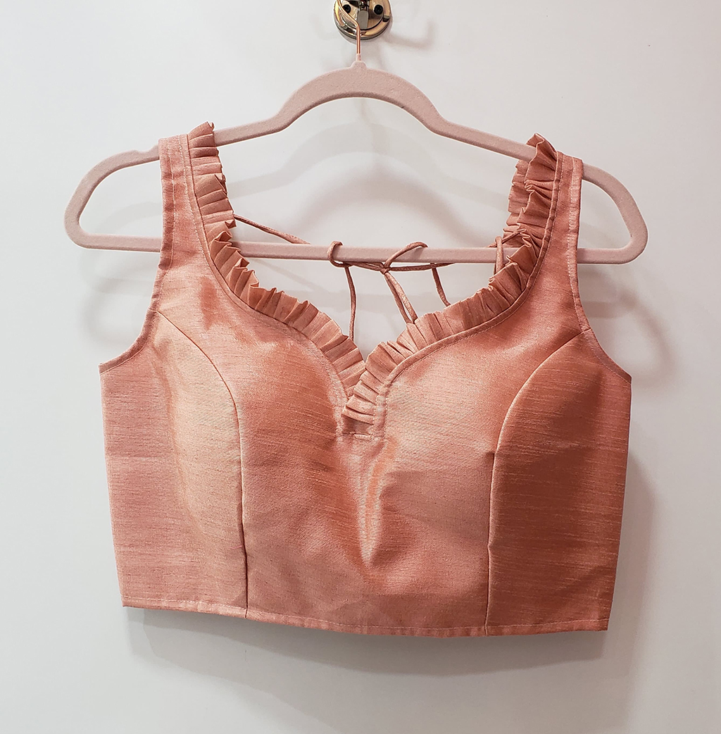 Creamy Peach Color Raw Silk Blouse