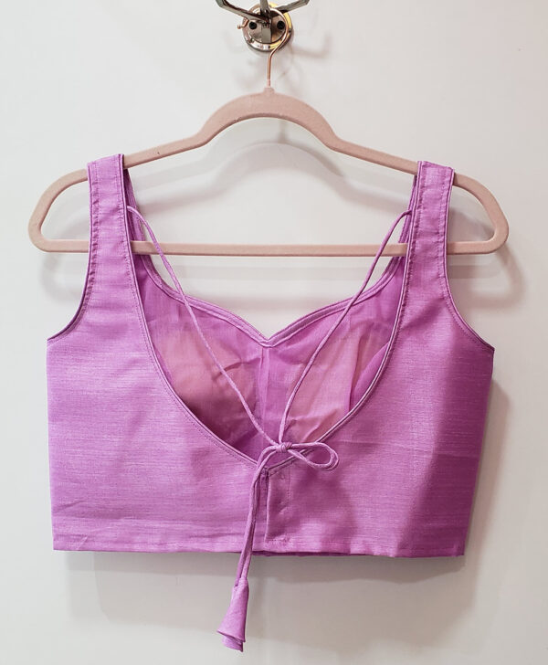 Electric Lavender Color Raw Silk Blouse - Image 2
