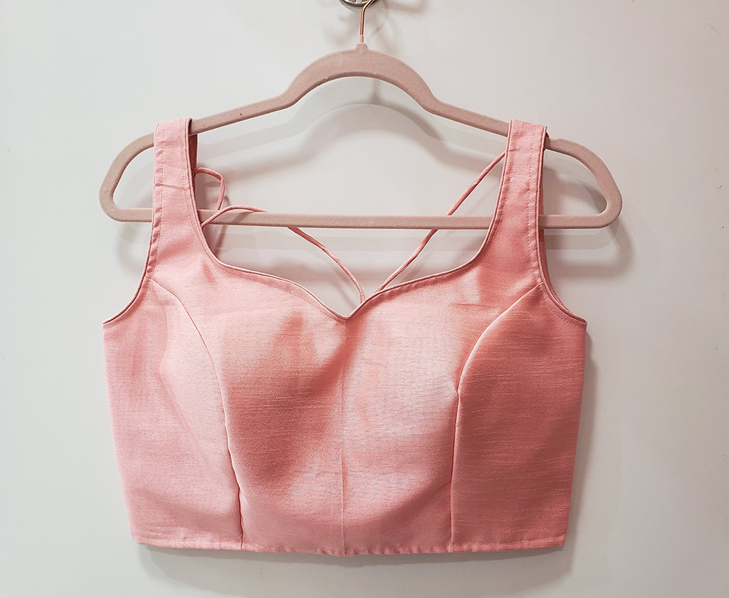 Pastel Peach Color Raw Silk Blouse