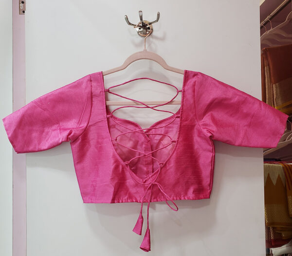 Magenta Color Raw Silk Blouse - Image 2