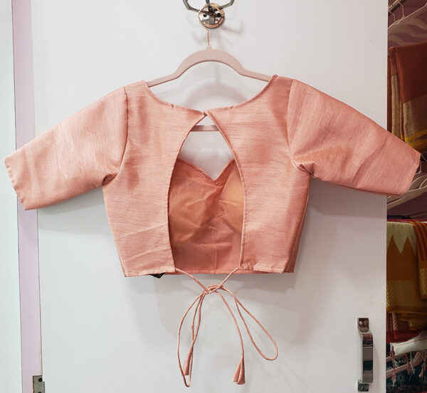 Creamy Peach Color Raw Silk Blouse - Image 2