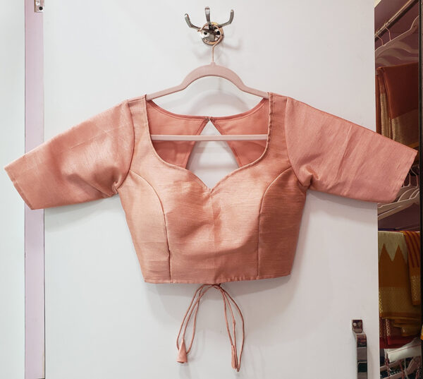 Creamy Peach Color Raw Silk Blouse