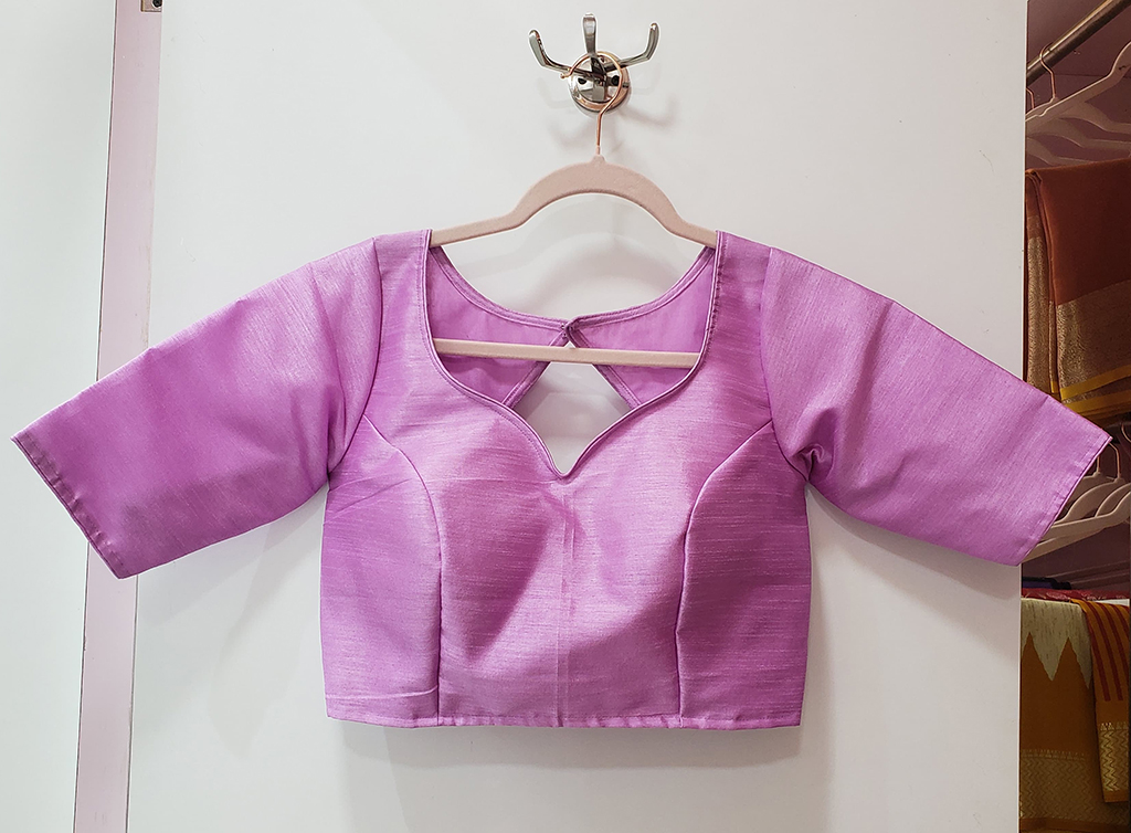 Electric Lavender Color Raw Silk Blouse