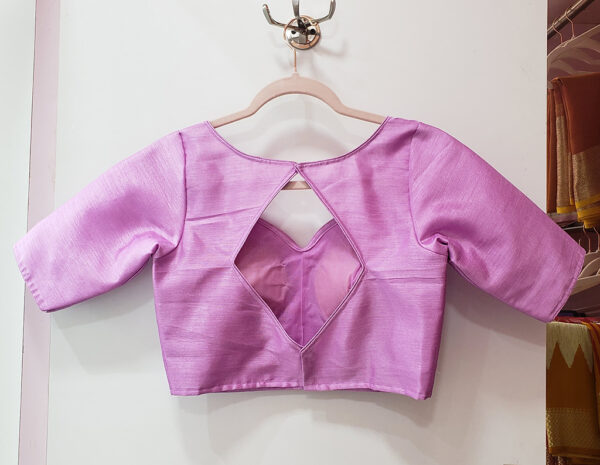 Electric Lavender Color Raw Silk Blouse - Image 2