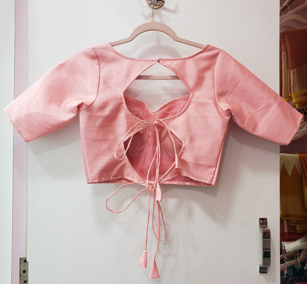 Pastel Peach Color Raw Silk Blouse - Image 2