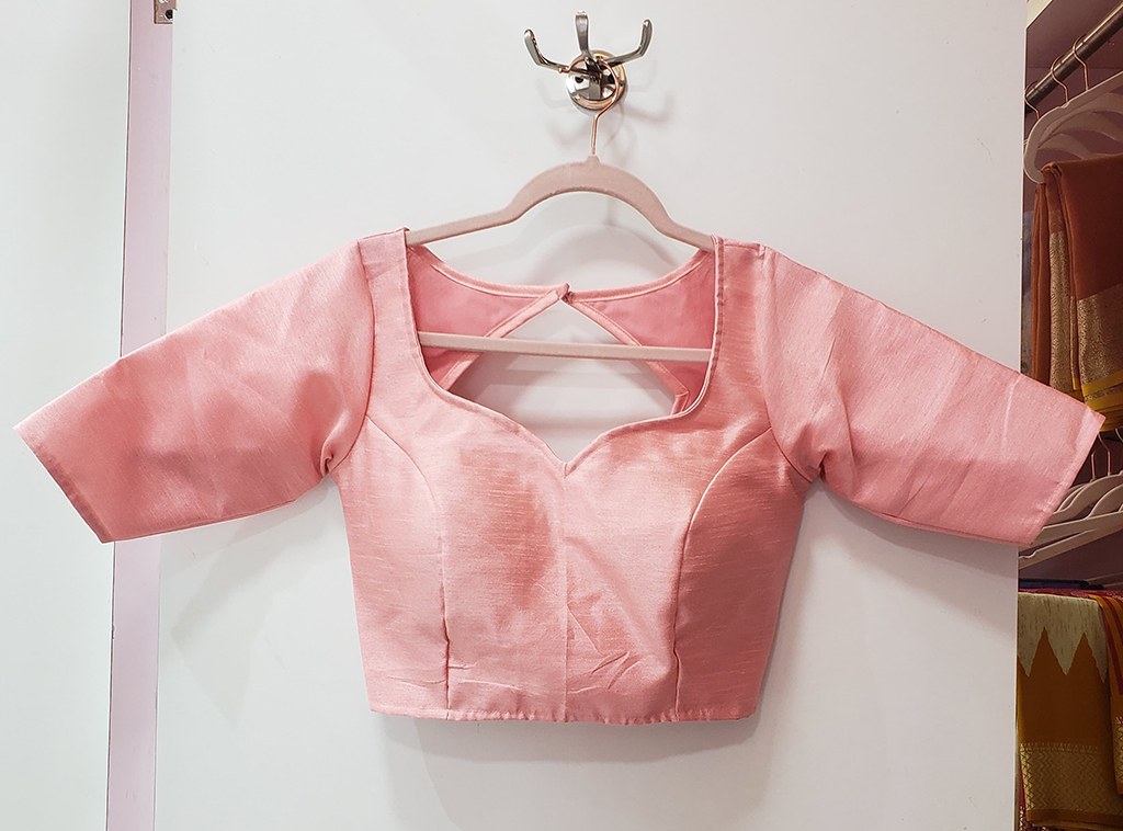 Pastel Peach Color Raw Silk Blouse