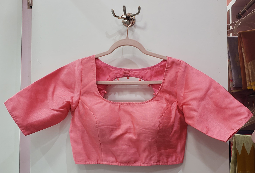 Georgia Peach Color Raw Silk Blouse