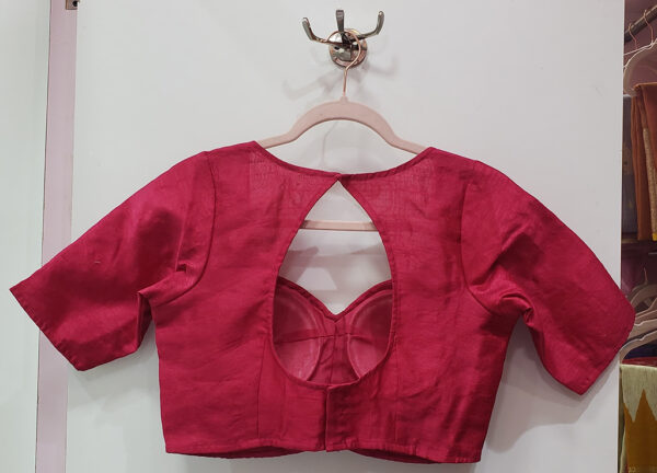 Magenta Color Raw Silk Blouse - Image 2