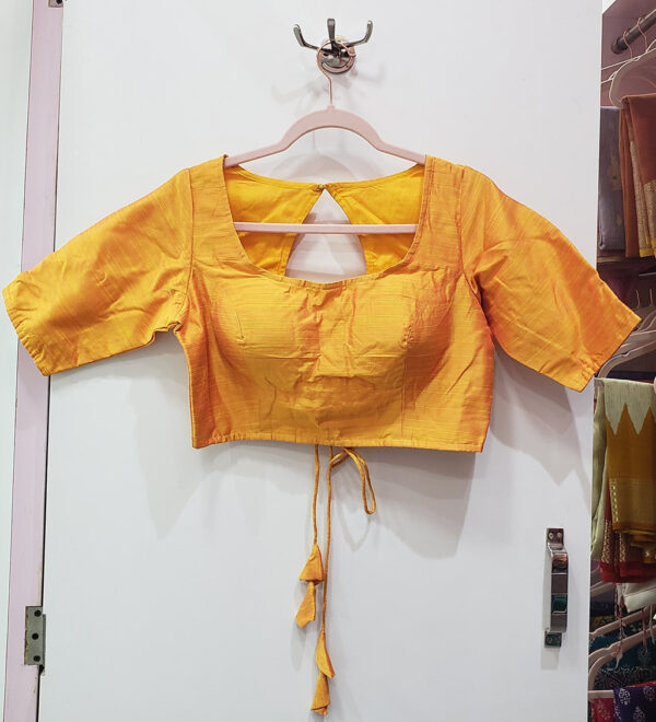 Saffron Yellow Color Raw Silk Blouse