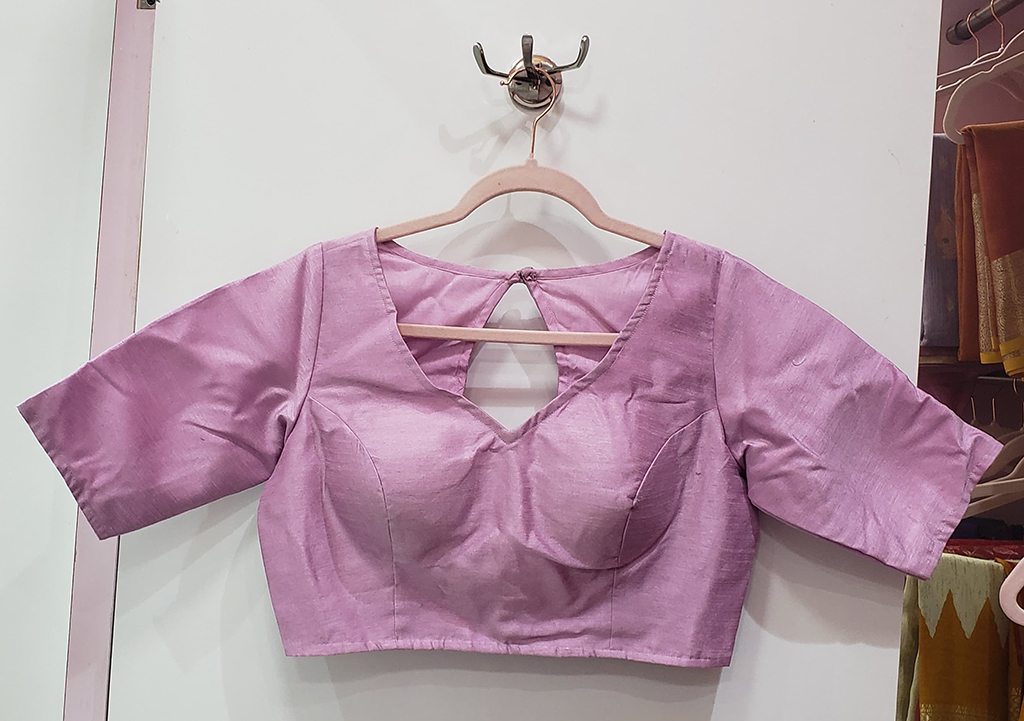 Lilac Lavender Color Raw Silk Blouse